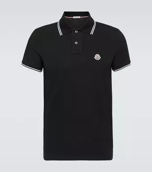 Рубашка-Поло из хлопкового пике Moncler, черный