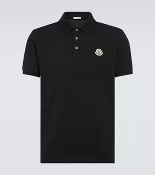 Рубашка-Поло из хлопкового пике Moncler, черный