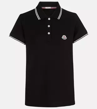 Рубашка-поло из хлопкового пике Moncler, черный
