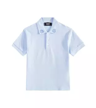 Рубашка-Поло из хлопкового пике с декором Medusa Versace, синий