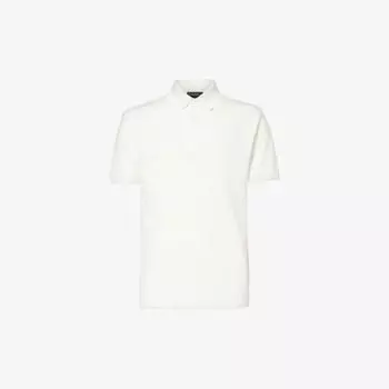 Рубашка-поло из хлопкового пике с вышитым логотипом Emporio Armani, цвет bianco caldo