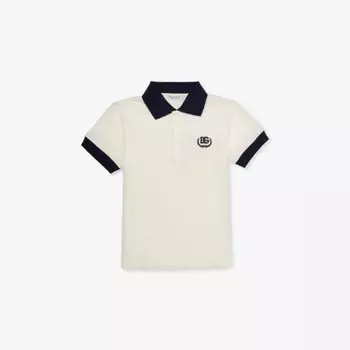 Рубашка поло из хлопкового пике с вышитым логотипом для детей 4-12 лет Dolce & Gabbana, белый