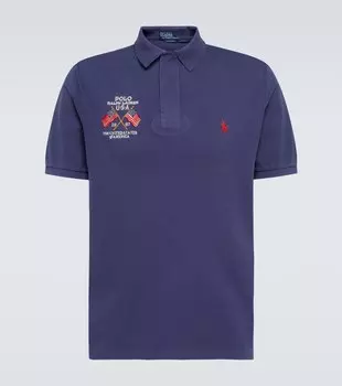 Рубашка-поло из хлопкового пике с вышивкой Polo Ralph Lauren, синий