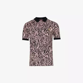 Рубашка-поло из хлопкового пике с зебровым принтом и вышитым логотипом Fred Perry, розовый