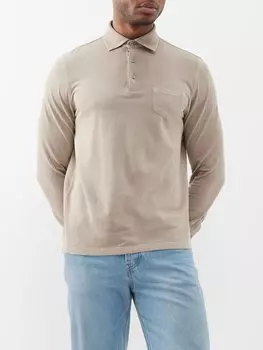 Рубашка-поло из хлопкового пике Thom Sweeney, бежевый