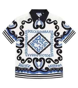 Рубашка-поло из хлопкового поплина с логотипом Dolce&Gabbana Kids, белый