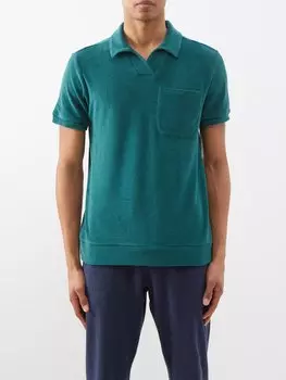 Рубашка-поло из хлопковой махры The Resort Co, зеленый