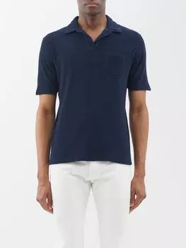 Рубашка-поло из хлопковой махры Thom Sweeney, синий