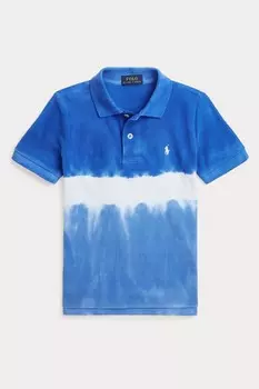 Рубашка-Поло из хлопковой сетки для мальчиков с принтом тай-дай Polo Ralph Lauren, синий