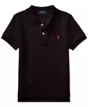 Рубашка-поло из хлопковой сетки для малышей и маленьких мальчиков Polo Ralph Lauren, черный