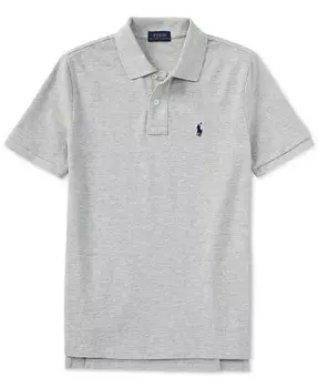 Рубашка-поло из хлопковой сетки для малышей и маленьких мальчиков Polo Ralph Lauren, серый