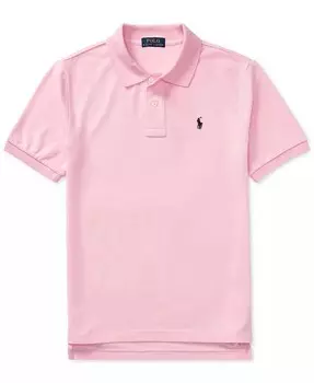 Рубашка-поло из хлопковой сетки с логотипом для мальчиков Big Boys Polo Ralph Lauren, розовый