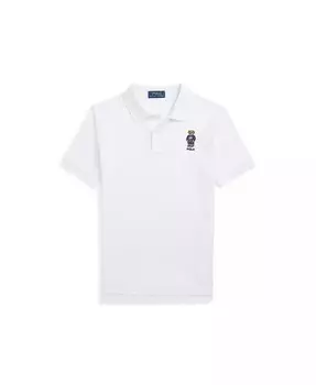 Рубашка-поло из хлопковой сетки с медведем для больших мальчиков Polo Ralph Lauren, зеленый