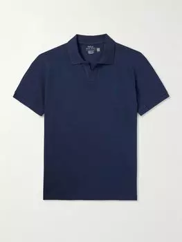 Рубашка-поло из хлопковой смеси пике с вышитым логотипом POLO RALPH LAUREN, синий