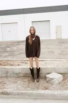 Рубашка поло из кабельного трикотажа ZARA, коричневый