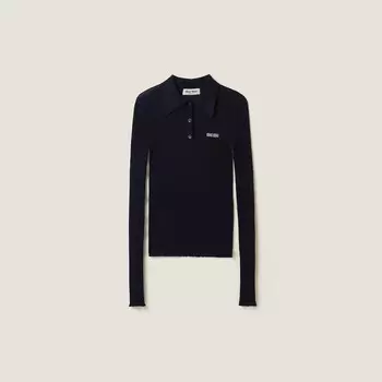 Рубашка-Поло из кашемира и шелка Miu Miu, синий