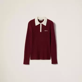 Рубашка-Поло из кашемира в рубчик Miu Miu, красный