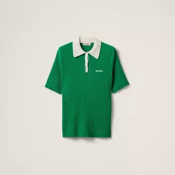 Рубашка-Поло из кашемира в рубчик Miu Miu, мультиколор