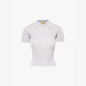 Рубашка-Поло из кашемирового трикотажа с усадкой Guest In Residence, серый