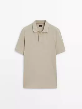 Рубашка-Поло из микротекстурированного хлопка пике Massimo Dutti, желтый