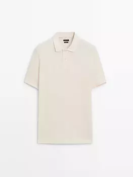 Рубашка-Поло из микротекстурированного хлопка пике Massimo Dutti, бежевый