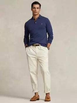 Рубашка поло из мягкого хлопка Polo Custom Slim Fit Ralph Lauren, весна темно-синий/хезер