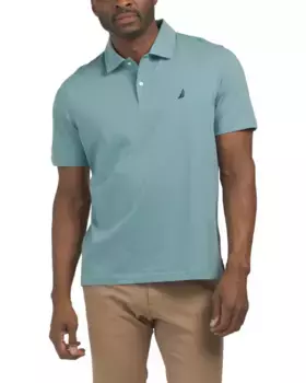 Рубашка-поло из однотонного джерси Nautica, бирюзовый