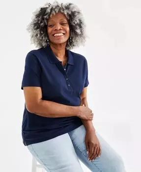 Рубашка поло из однотонного хлопка больших размеров Style & Co, синий