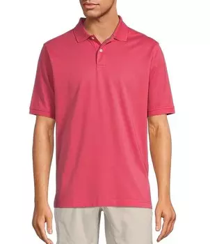 Рубашка-поло из однотонного пике с короткими рукавами и короткими рукавами Gold Label Roundtree & Yorke Big & Tall, розовый