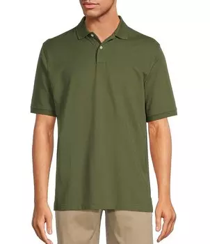 Рубашка-поло из однотонного пике с короткими рукавами и короткими рукавами Gold Label Roundtree & Yorke Big & Tall, зеленый