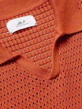 Рубашка-поло из органического хлопка ажурной вязки MR P., оранжевый