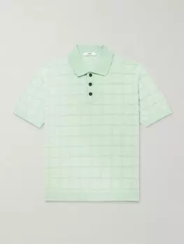 Рубашка-поло из органического хлопка с жаккардовым узором в клетку MR P., синий