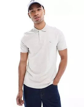 Рубашка-поло из пике Abercrombie & Fitch серого цвета со скульптурным логотипом и отделкой