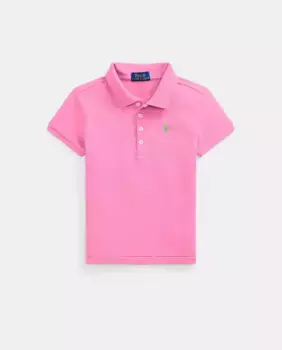 Рубашка поло из пике для девочек с вышитой лошадкой Polo Ralph Lauren, цвет Rosa