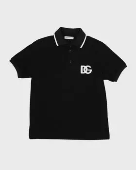 Рубашка-поло из пике для мальчика с вышивкой логотипа Dolce&Gabbana, цвет Optical White
