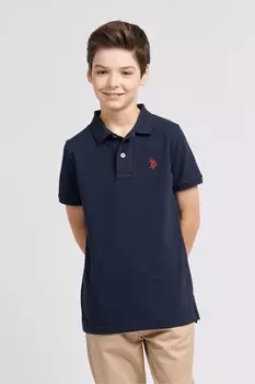 Рубашка-Поло из пике для мальчиков с рисунком всадника U.S. Polo Assn, синий
