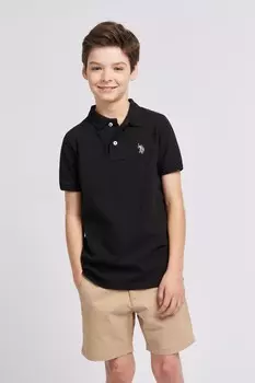 Рубашка-Поло из пике для мальчиков с рисунком всадника U.S. Polo Assn, черный