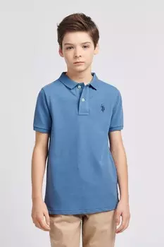 Рубашка-Поло из пике для мальчиков с рисунком всадника U.S. Polo Assn, синий