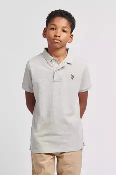 Рубашка-Поло из пике для мальчиков с рисунком всадника U.S. Polo Assn, серый