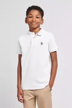 Рубашка-Поло из пике для мальчиков с рисунком всадника U.S. Polo Assn, белый
