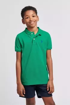Рубашка-Поло из пике для мальчиков с рисунком всадника U.S. Polo Assn, зеленый