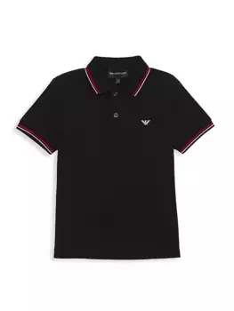 Рубашка-поло из пике для маленьких мальчиков и мальчиков Emporio Armani, черный