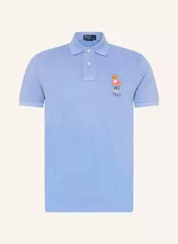 Рубашка-Поло из пике на заказ узкого кроя Polo Ralph Lauren, голубой