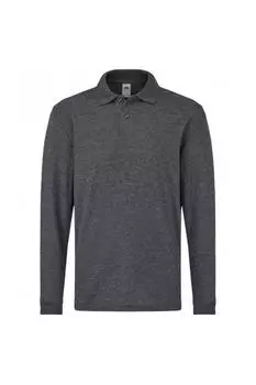 Рубашка поло из пике с длинными рукавами Fruit of the Loom, серый