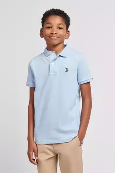 Рубашка-Поло из пике с двумя всадниками для мальчиков U.S. Polo Assn, синий