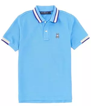 Рубашка поло из пике с коротким рукавом Psycho Bunny Big Boys 7-20, синий