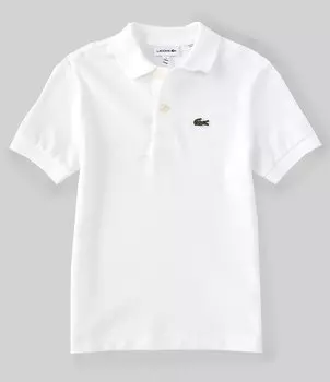 Рубашка-поло из пике с короткими рукавами Lacoste Little Boys 2T-6T, белый