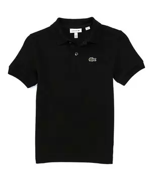 Рубашка-поло из пике с короткими рукавами Lacoste Little Boys 2T-6T, черный