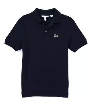 Рубашка-поло из пике с короткими рукавами Lacoste Little Boys 2T-6T, синий