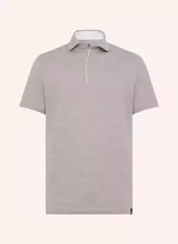 Рубашка-поло из пике с льном Boggi Milano, коричневый